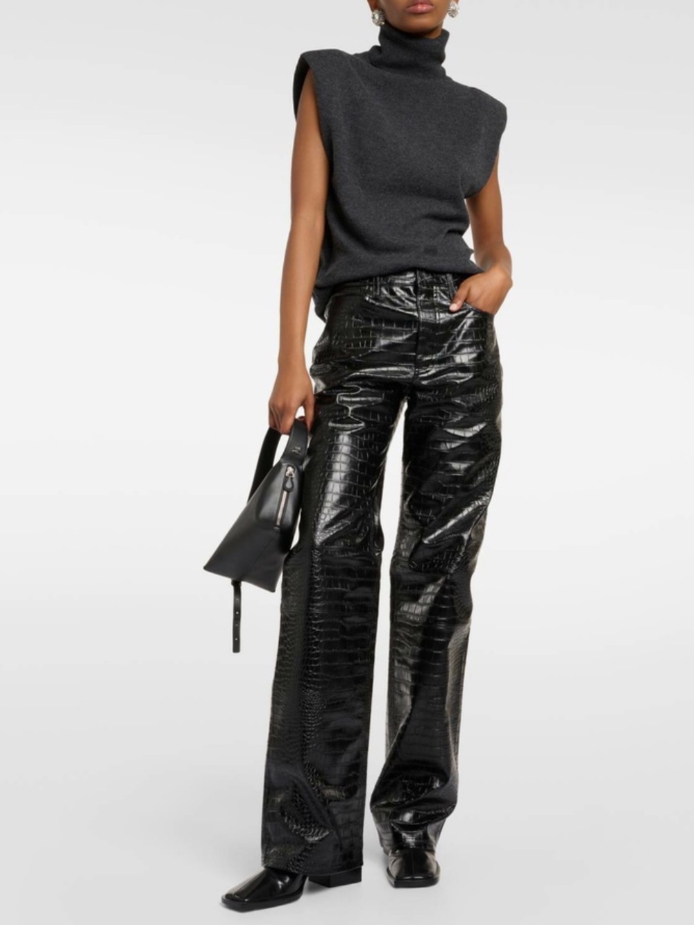 The Frankie Shop Bonnie croc-effect faux leather pants
